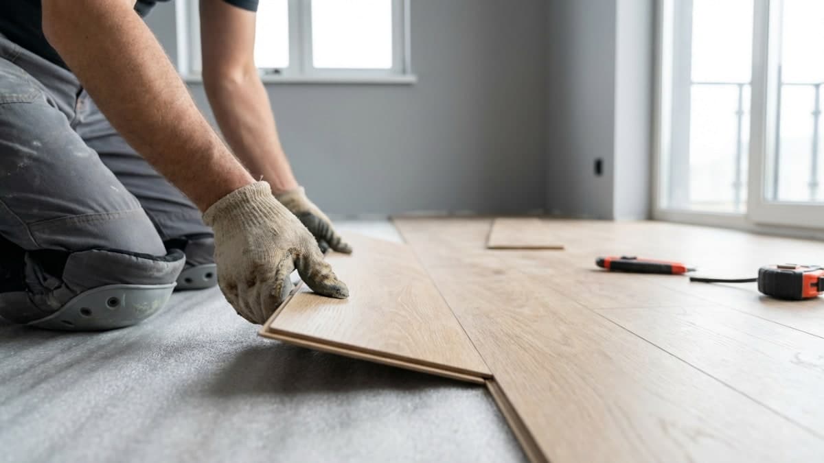 Vloerlegger legt laminaatvloer