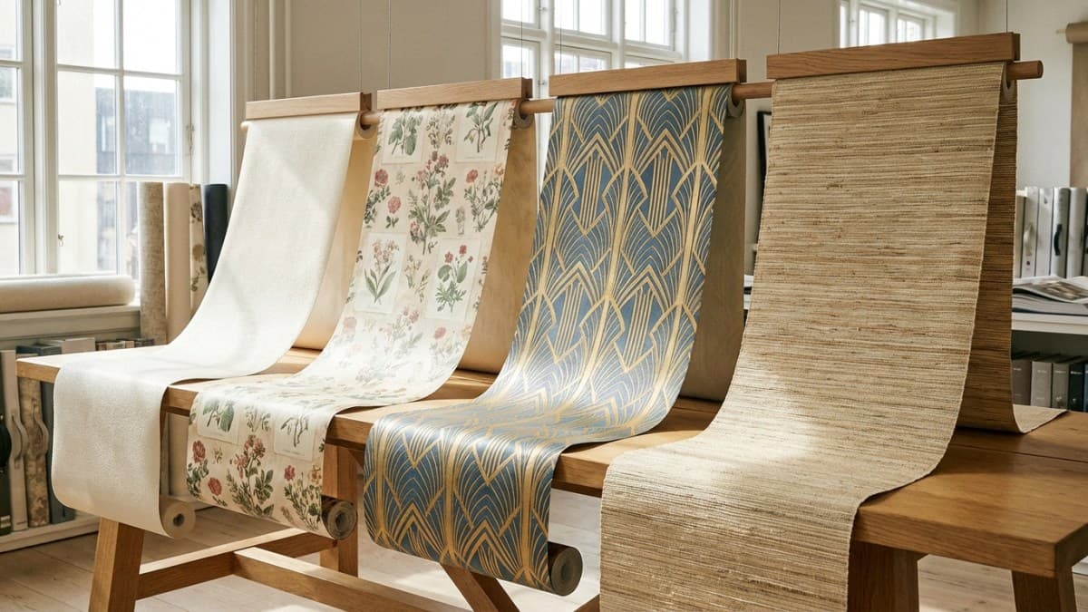 Verschillende behangsoorten en patronen