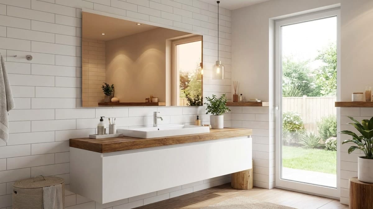 Infrarood spiegelpaneel in moderne badkamer