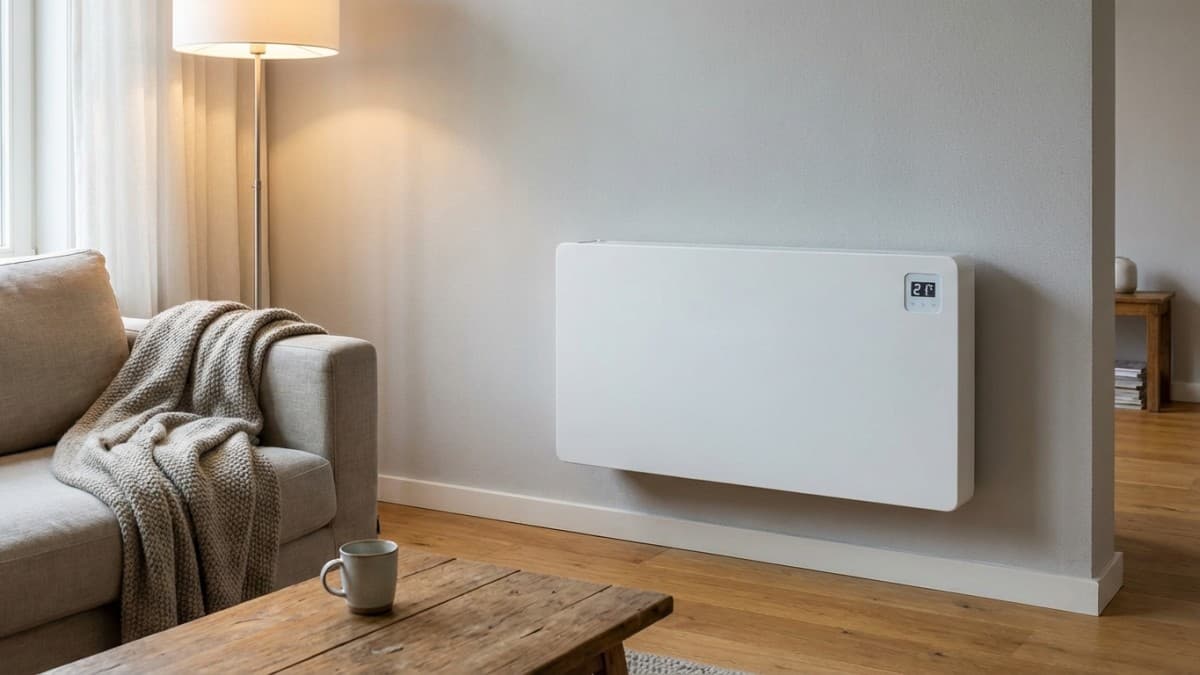 Moderne elektrische radiator in woonkamer