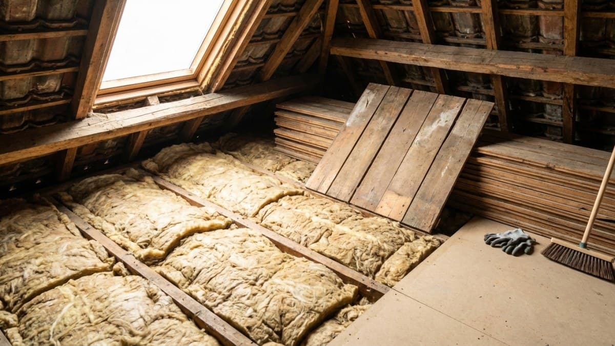 Zoldervloerisolatie tussen balken