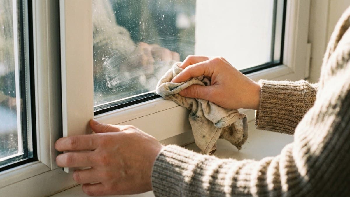 Onderhoud van witte kozijnen met doek