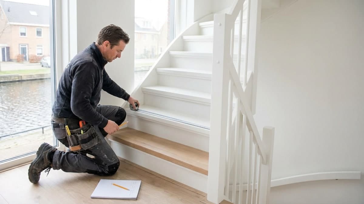 Vakman meet trap op voor renovatie