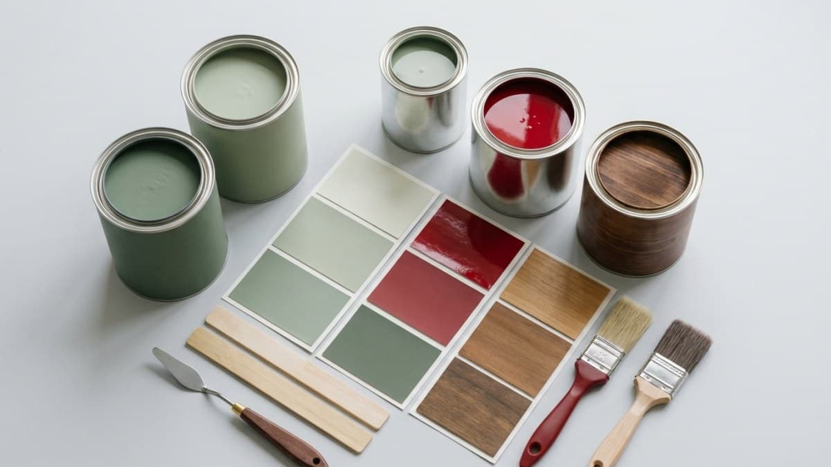 Verschillende verfsoorten en kleurstalen