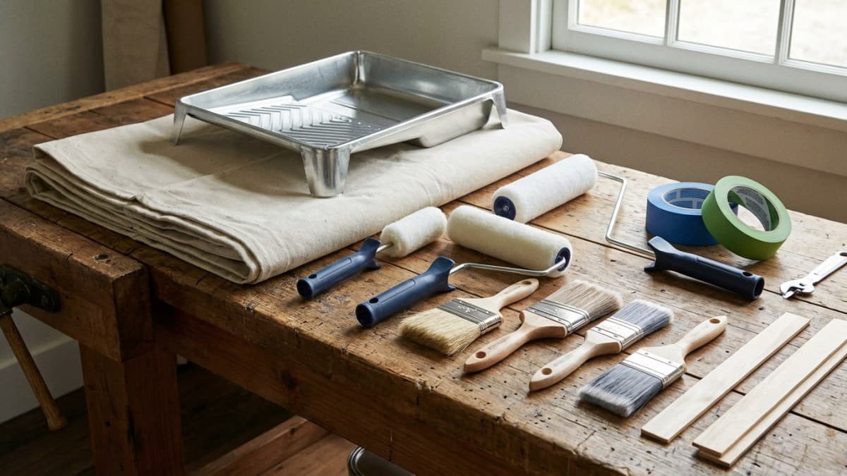 Schilderbenodigdheden: rollers, kwasten en tape