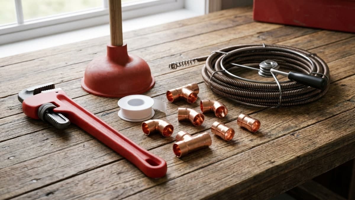 Loodgietersgereedschap en materialen