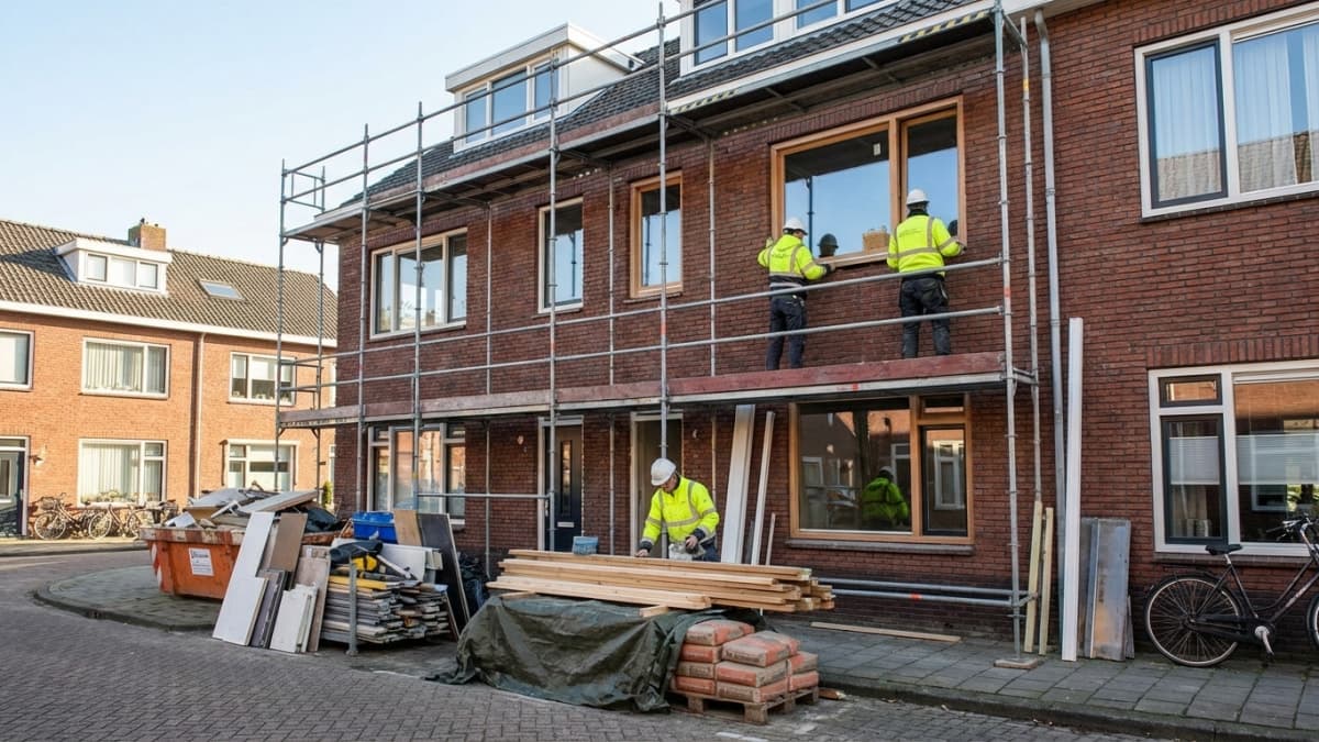 Woningrenovatie met steiger en nieuwe kozijnen