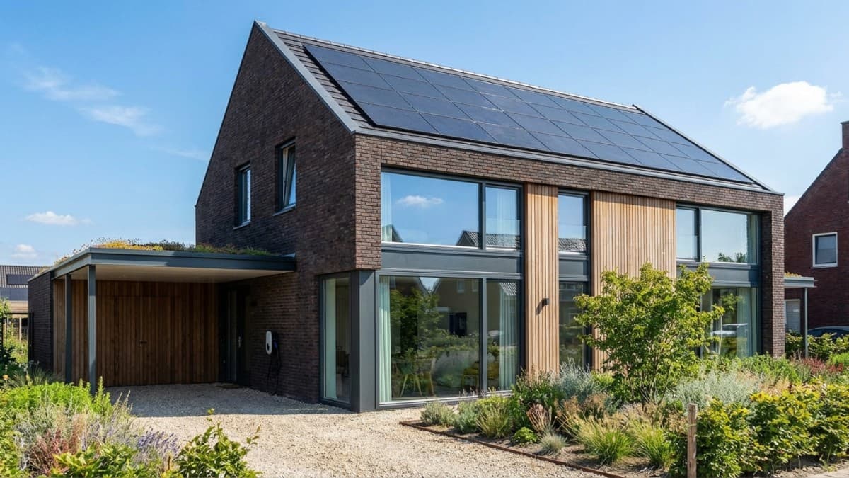 Energiezuinige woning met zonnepanelen en goede isolatie